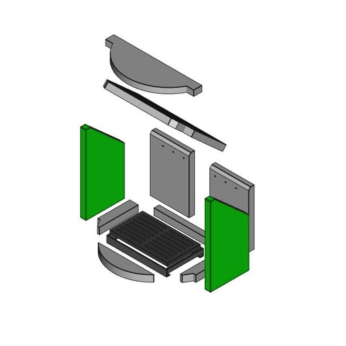 Rondo | Brennraum Keramik, seitl., Set 2-teilig, li u. re
