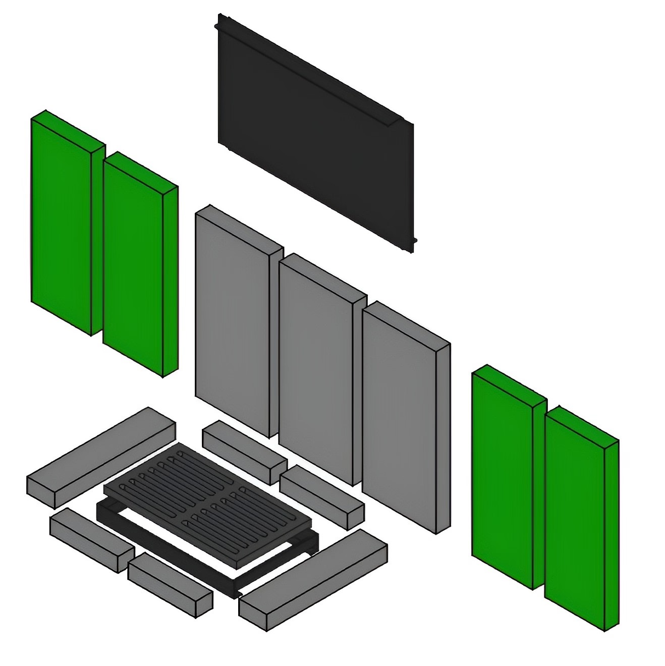 Brennraum seitlich Set 4-teilig – Ersatzteil für Techfire Kaminöfen