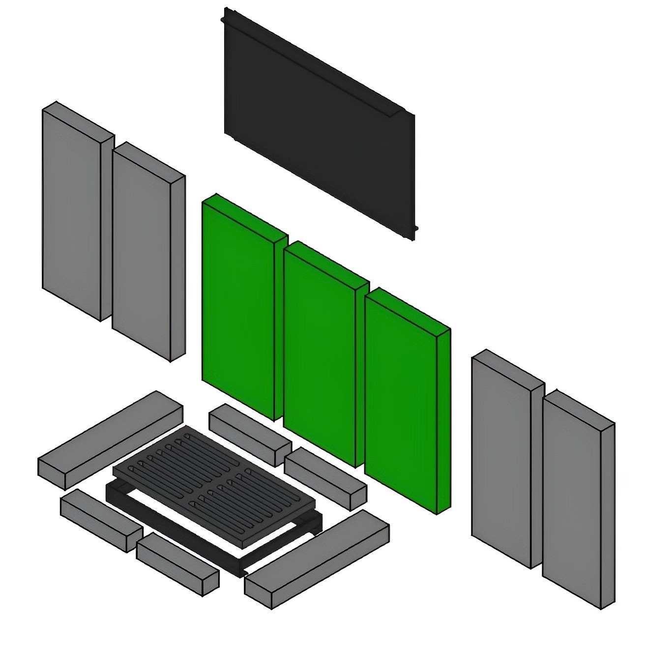 Brennraum hinten Set 3-teilig – Ersatzteil für Techfire Kaminöfen