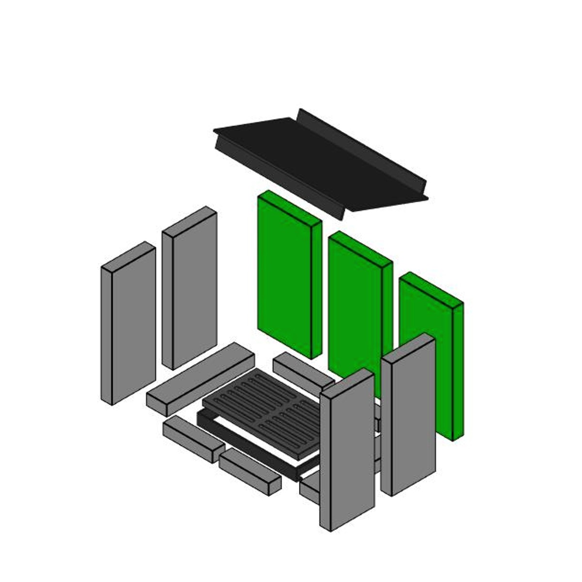 Brennraum hinten Set 3-teilig – Ersatzteil für Techfire Kaminöfen