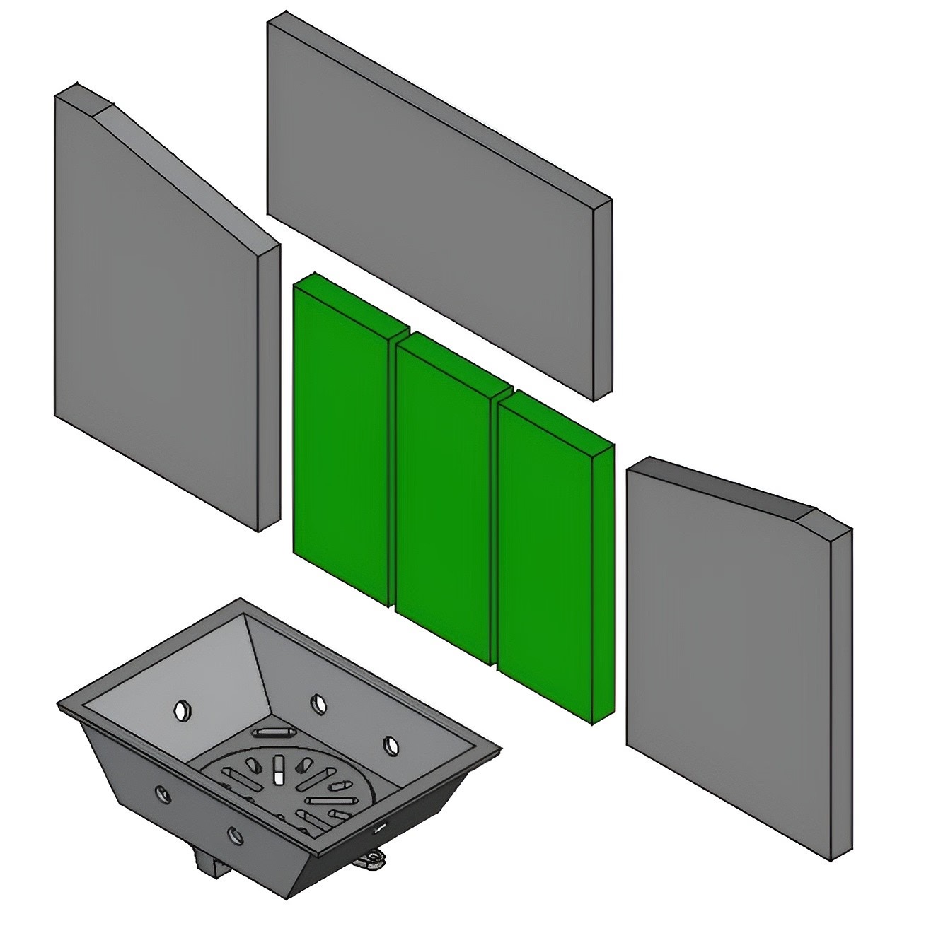 Brennraum hinten Set 3-teilig – Ersatzteil für Techfire Kaminöfen
