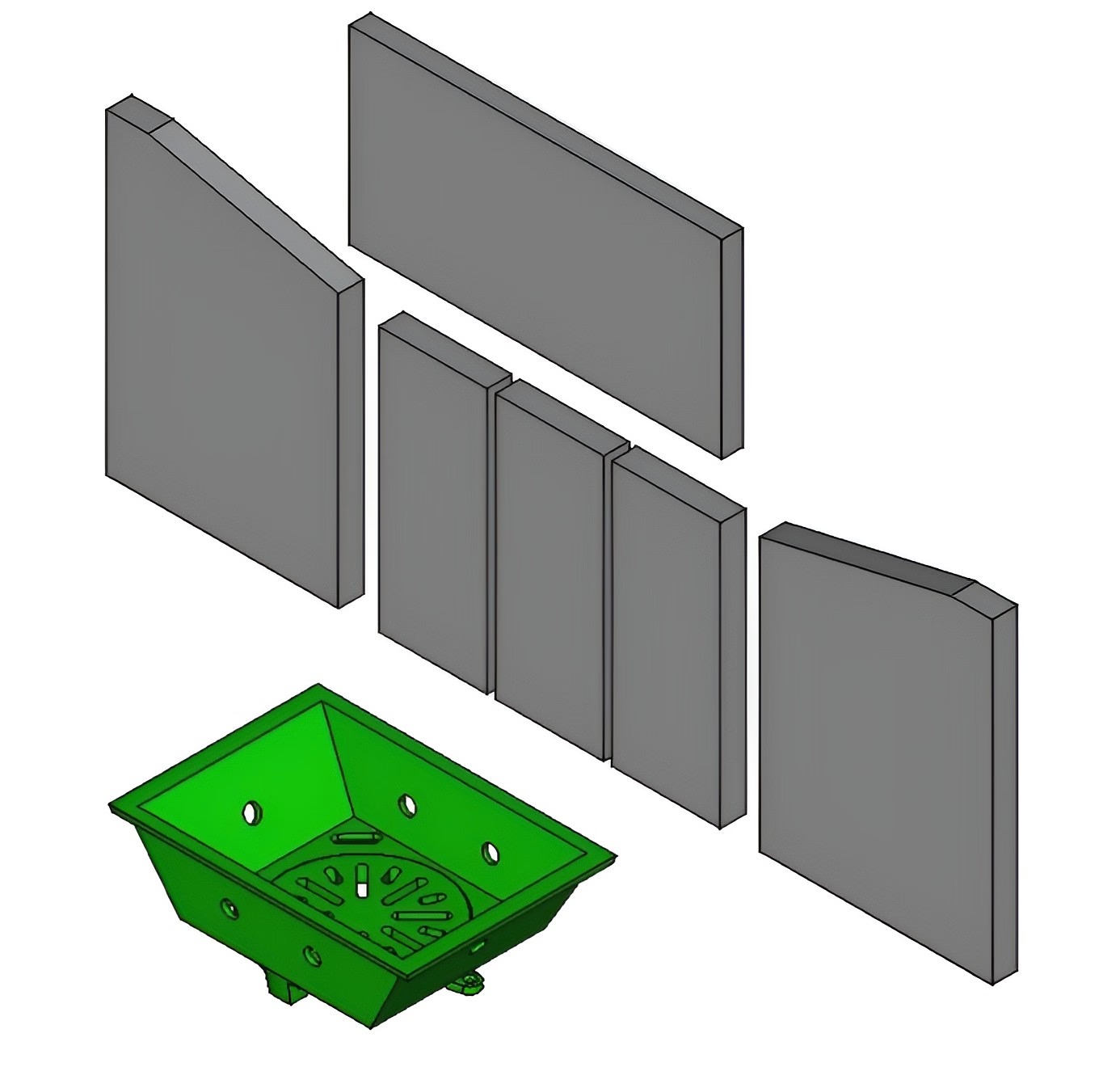 Gussmulde mit Drehrost 355 x 253 x 130 mm – Ersatzteil für Techfire Kaminöfen