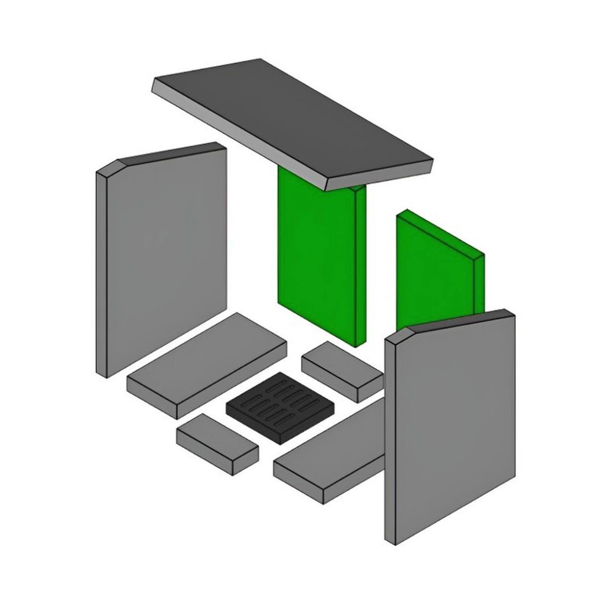 Oslo | Brennraum hinten, Set 2-teilig 330 x 187 x 25 mm